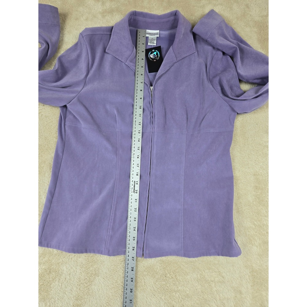 Fashion Bug Purple Suede Zip Up Collar Jacket‎ XL Polyester Spandex - Picture 7 of 9